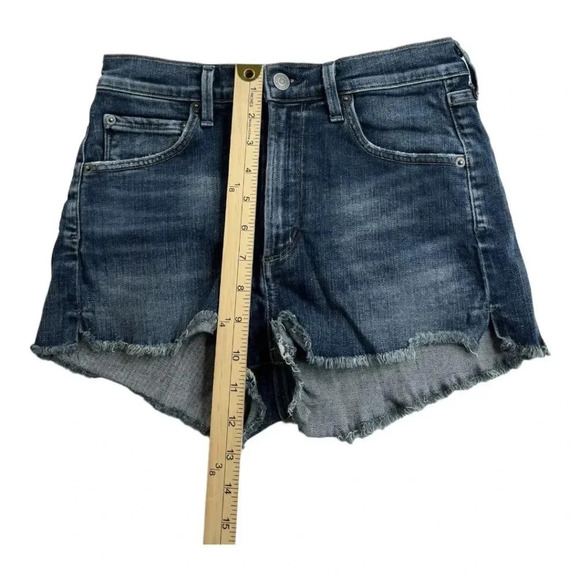 Agolde Anja Frayed Cutoff High Rise Denim Jean Shorts - Picture 11 of 11